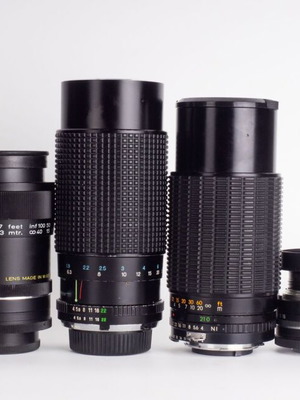 6 Vintage Camera Lenses for Repair and Experimentation, Minolta MD, Nikon, M42