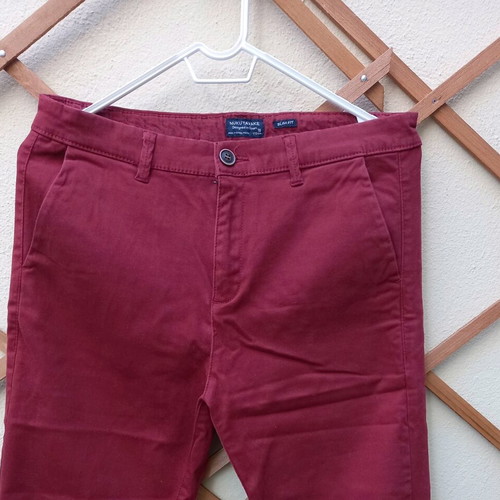 Nukutavake men's jeans used, slim fit, dark burgundy