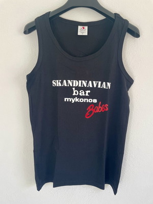 Scandinavian Bar Mykonos Black Sleeveless T-Shirt Size S New