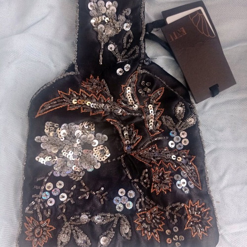 Esti bag embroidered with sequins, new, handheld