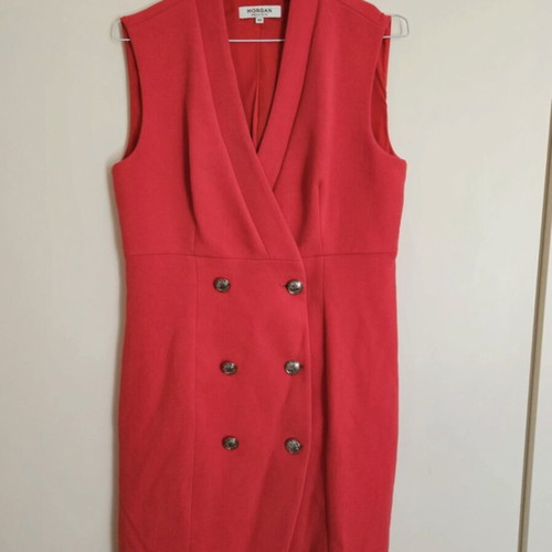 Morgan de Toi sleeveless blazer dress, coral red, size 40 M-L