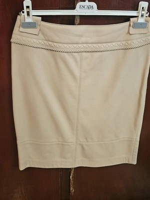 Escada leather suit with blouse, beige, size L