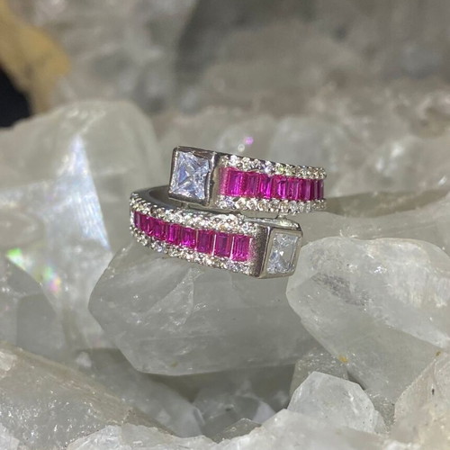 Silver Ring with Natural Ruby and Topaz new