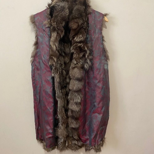 Silver Fox Fur Vest used, unisex, size M-L