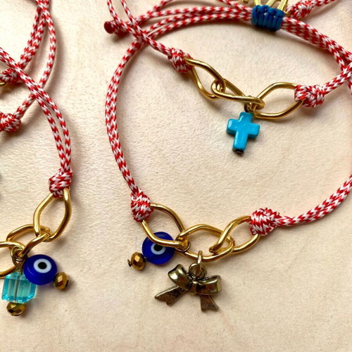 Pack of 6 new Martakia bracelets with gold bronze metal details
