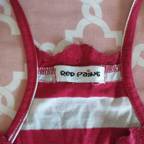 Vintage lace tank top Red paint size S like new, striped