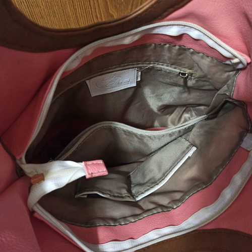 Veta bag used coral with brown details handheld