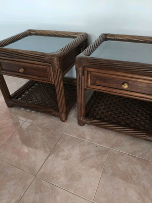 Bamboo bedside tables set like new
