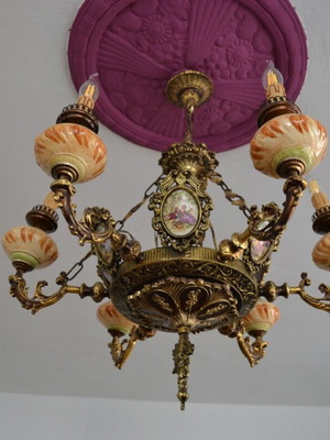Vintage ceiling light with six E14 bulbs refurbished