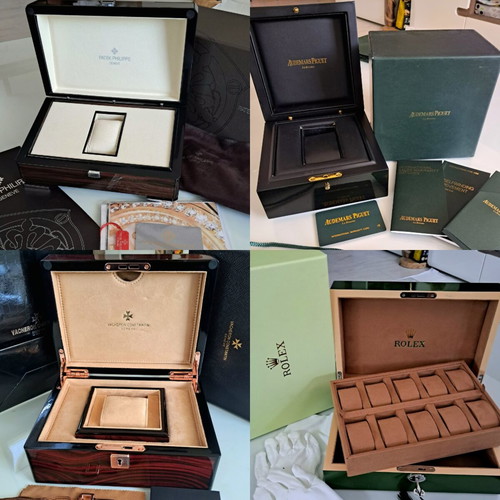 Empty watch boxes and cases from luxury brands