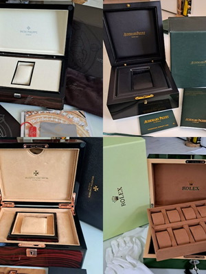 Empty watch boxes and cases like new from luxury brands