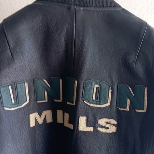 Union Mills Leather Street Bomber Jacket new beige brown