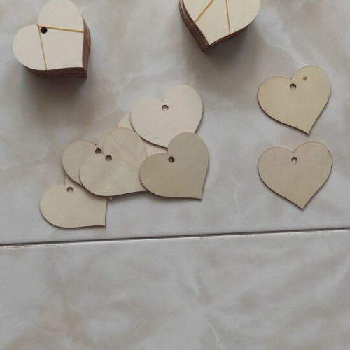 Wooden hearts for wishes new, pack of 80 pieces