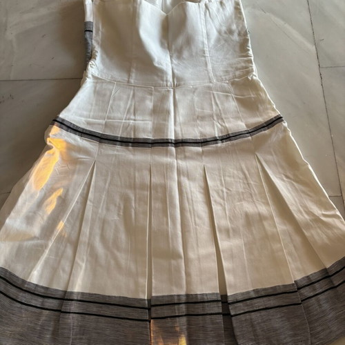 Forel strapless midi dress white and black like new, lined, size L