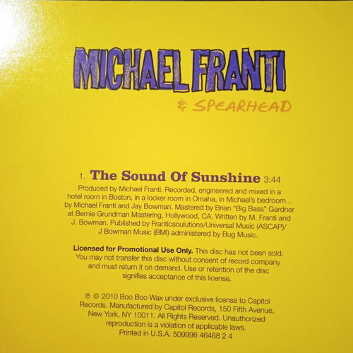 Michael Franti Sound of Sunshine single used
