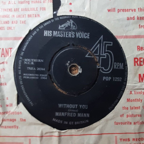 Manfred Mann 5-4-3-2-1 / Without You μεταχειρισμένο UK 7" single