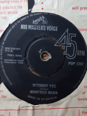 Manfred Mann 5-4-3-2-1 / Without You μεταχειρισμένο UK 7" single