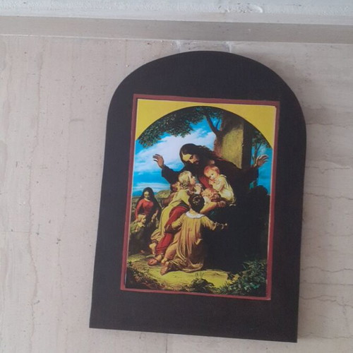 Wooden handmade religious icon new, decoupage technique 39x28 cm