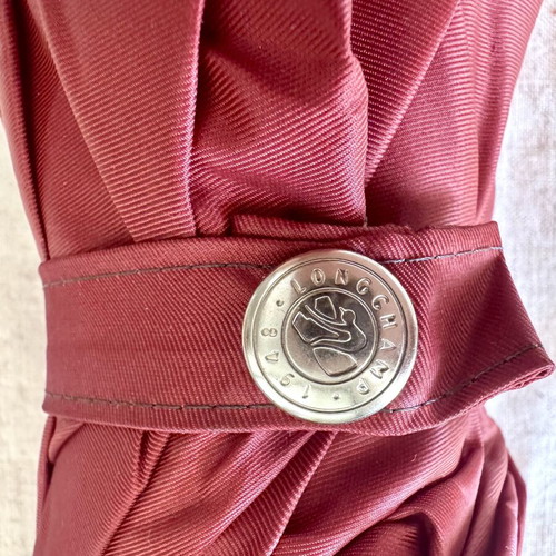 Vintage Longchamp Pierre Vaux folding umbrella, like new, red