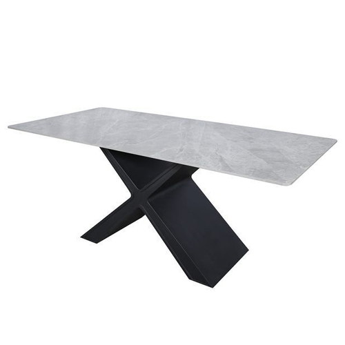 Lexie Grey dining table like new with ceramic top and black frame