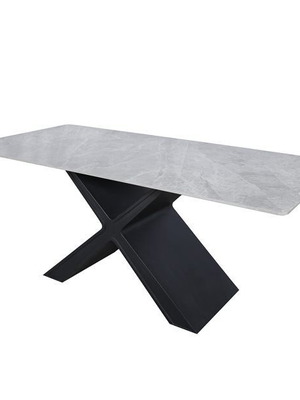 Lexie Grey dining table like new with ceramic top and black frame