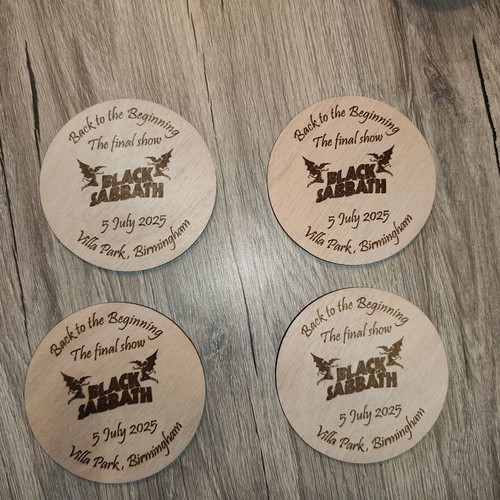 Black Sabbath coaster collectible, new, handmade wood