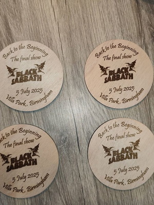 Black Sabbath coaster collectible, new, handmade wood
