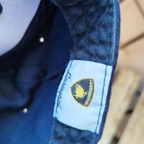 Lamborghini vintage jockey hat dark blue with red embroidered bull, like new