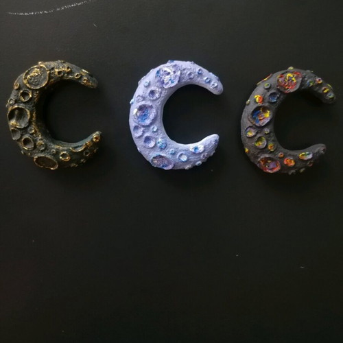 Handmade moon magnets new, painted with acrylics