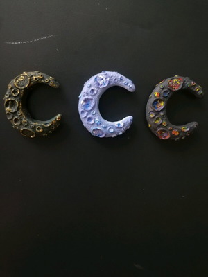 Handmade moon magnets new, painted with acrylics