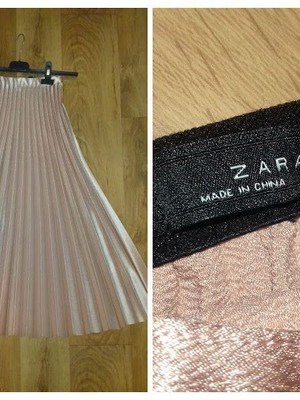 Φούστα πλισέ Zara xsmall σαν καινούργιο, nude περλέ