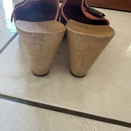 Scholl Pescura women's clogs like new, coral pink, wooden sole