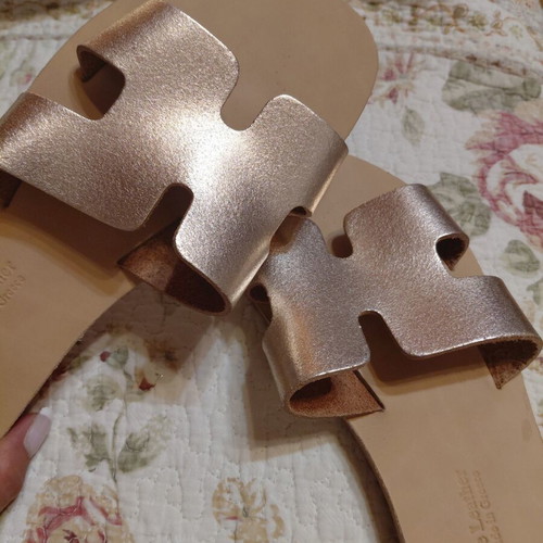 Handmade leather sandals rose gold size 38 like new