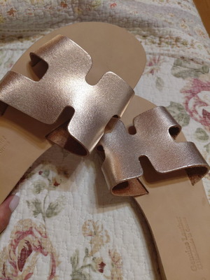 Handmade leather sandals rose gold size 38 like new