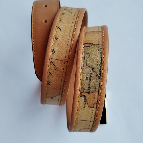 1st Classe Alviero Martini Geo Printed Leather Belt New, Size 100 cm