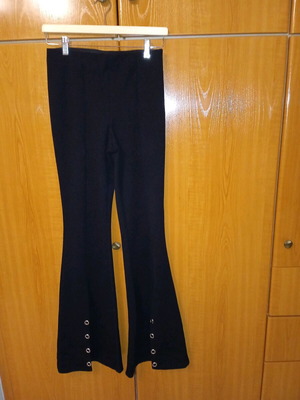 Pink Woman flared pants size S like new, black with silver studs
