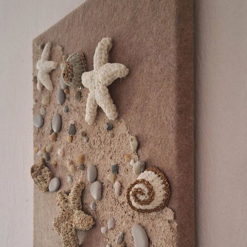 Relief painting new with acrylics and natural elements