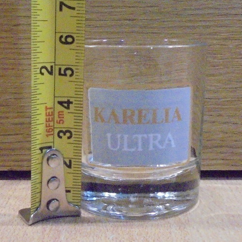 Karelia Ultra cigarettes set of two used promotional shot glasses