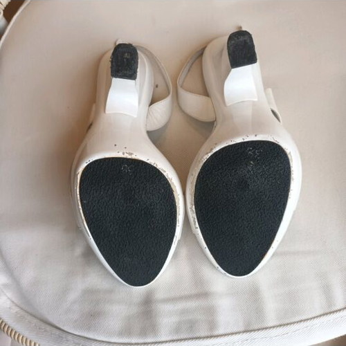 High sandals used, size 37.5, white, 12 cm heel
