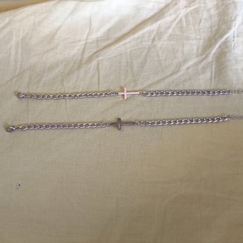 Bracelet set stainless steel with crosses, new, silver