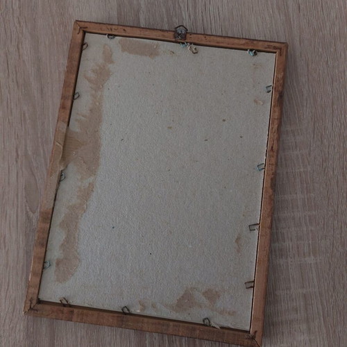Decorative frame with glass used, Greek island depiction