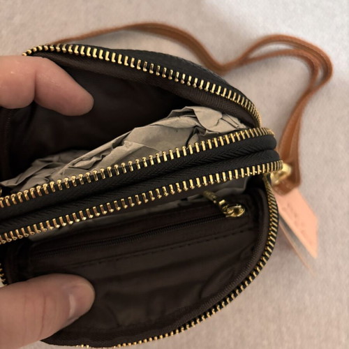Women's crossbody bag new, black with tan details