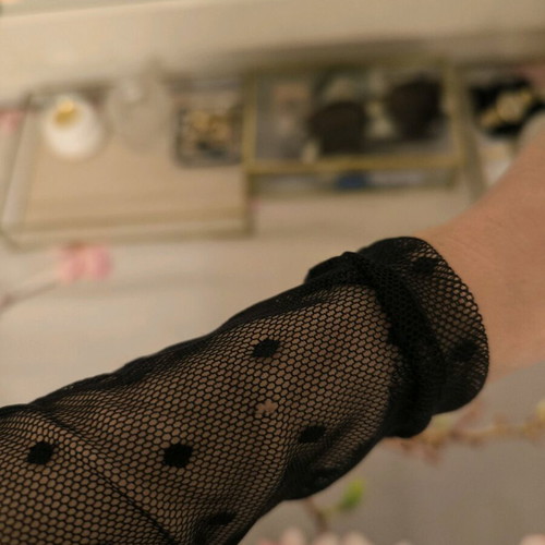 Loavies velvet dress with polka dot transparency like new, black