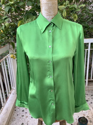 Massimo Dutti satin shirt used, size Small, green