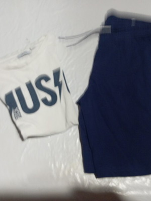 Boys' set size 5-6 white t-shirt and dark blue shorts OVS Fashion like new