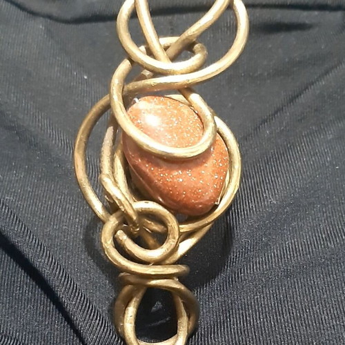 Ella copper ring with goldstone, UniqueJewerly handmade