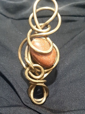 Ella copper ring with goldstone, UniqueJewerly handmade
