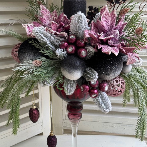 Christmas decoration in glass candlestick