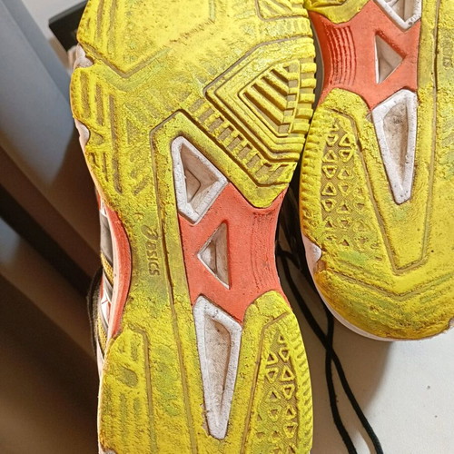 Asics men's shoes used, size 47, black and orange
