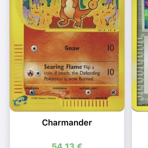 Pokemon Charmander card used, rare condition